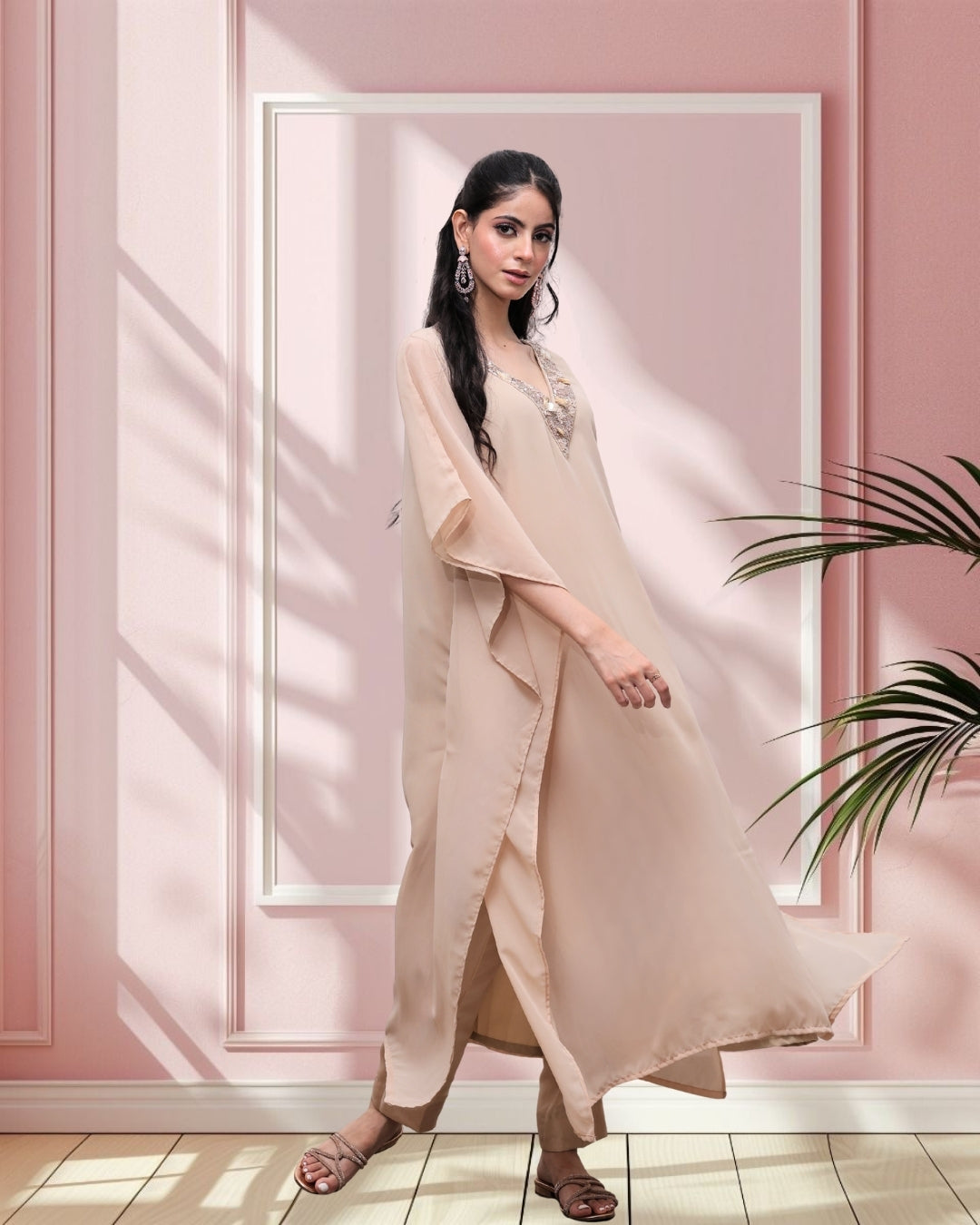 Chalk Beige Kaftan Set