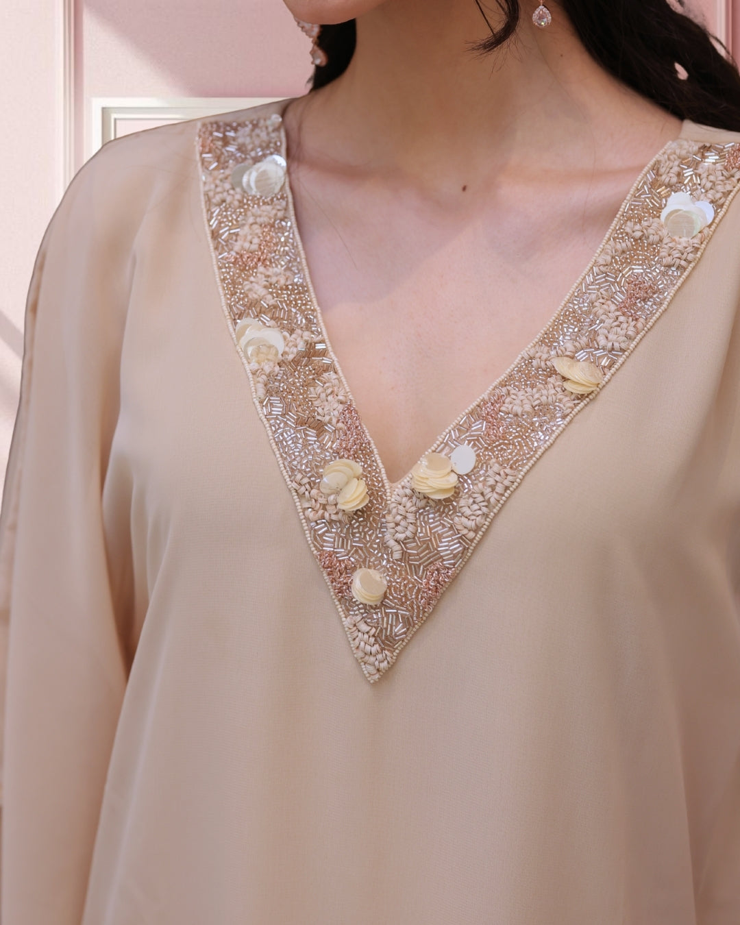 Chalk Beige Kaftan Set