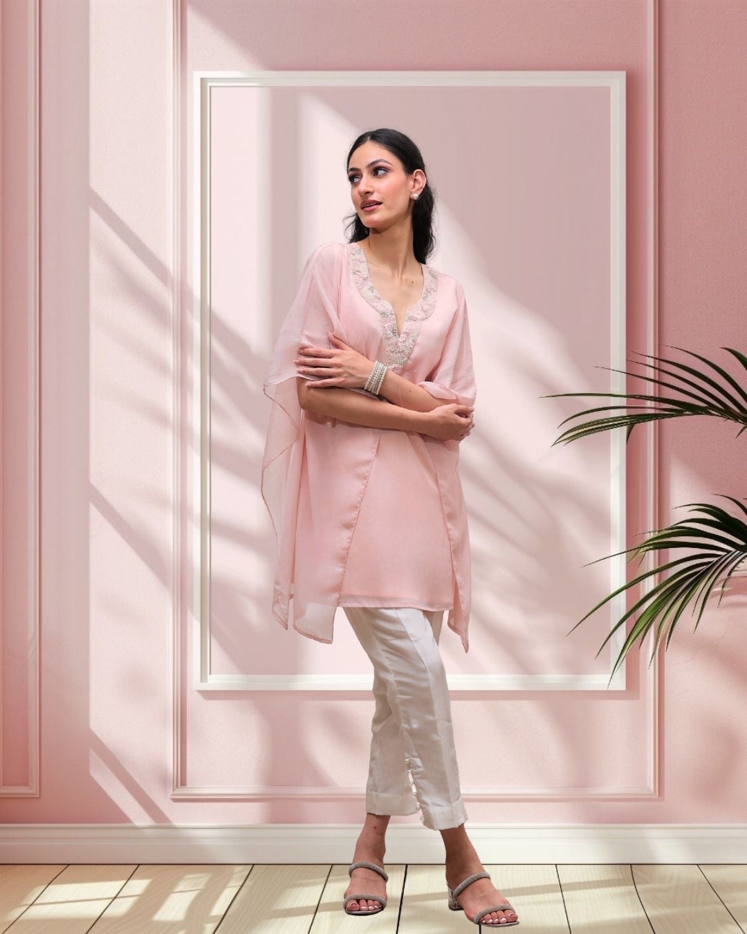 Pink mist kaftan set