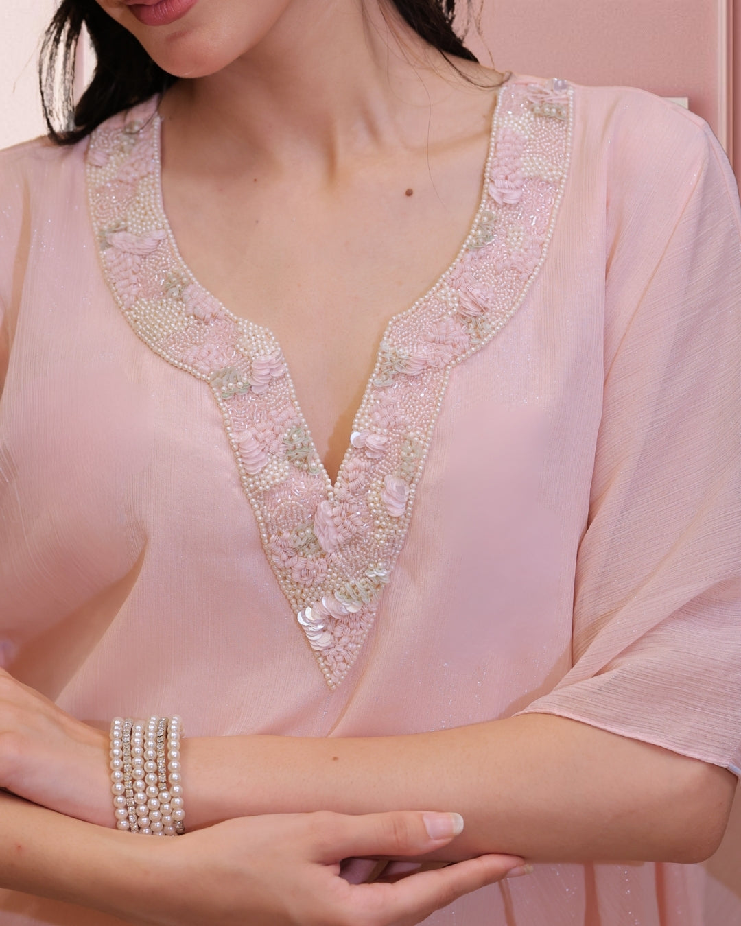 Pink mist kaftan set