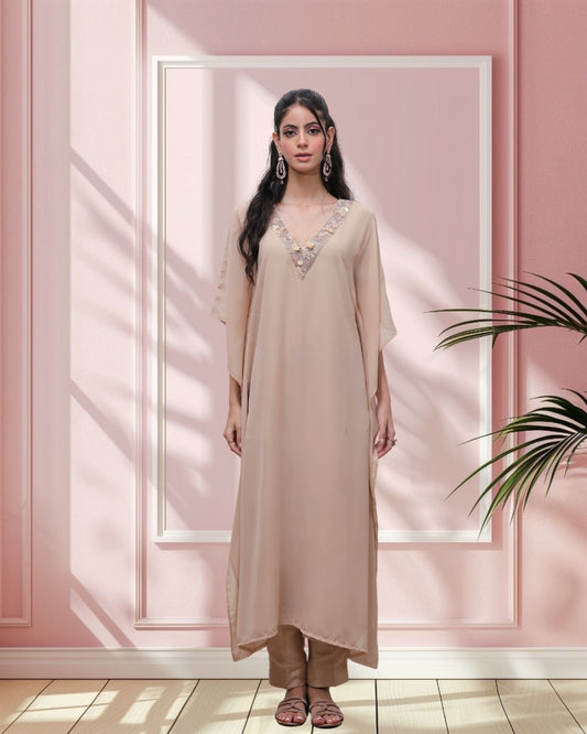 Chalk Beige Kaftan Set