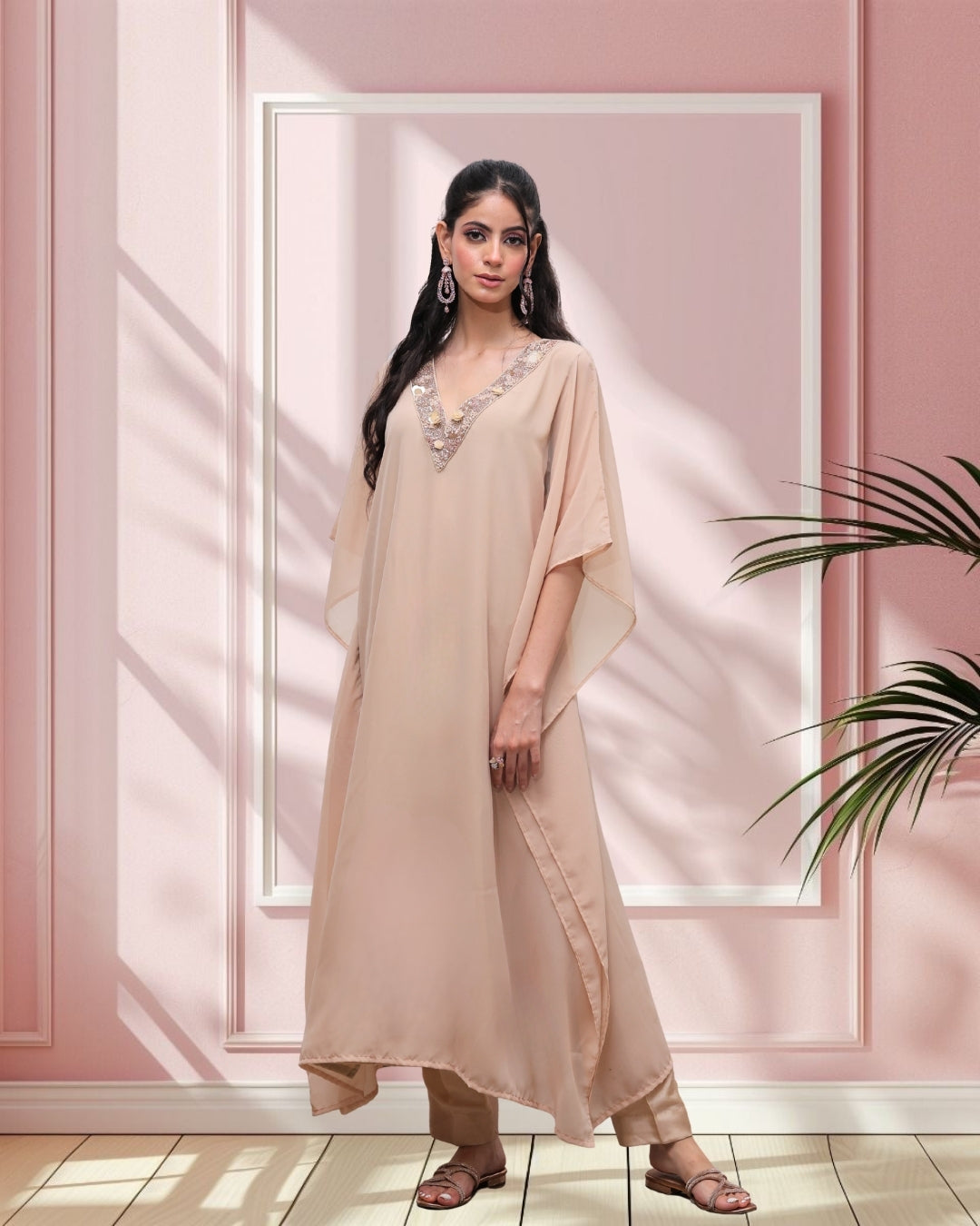 Chalk Beige Kaftan Set