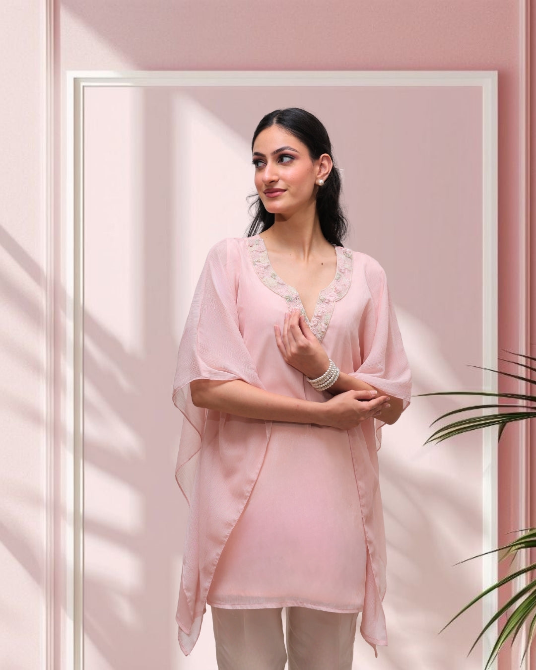 Pink mist kaftan set